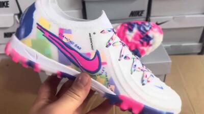 Nike Phantom GX 2 Elite TF Low-Tops Soccer Shoes - White/Blue/Pink/Yellow