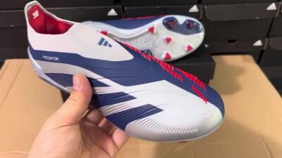 Adidas Predator Accuracy+ Laceless FG Low-Tops Soccer Cleats - Silver/Blue/Red