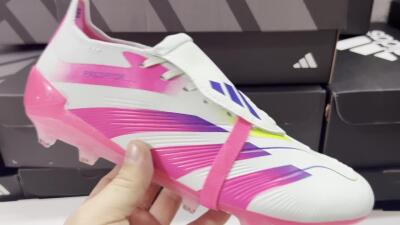 Adidas Predator Accuracy+ Laceless FG Low-Tops Soccer Cleats - White/Pink/Purple
